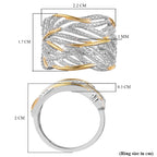 Weißer Diamant Ring 925 Silber Platiniert und vergoldet (Größe 17.75) ca. 0,01 ct