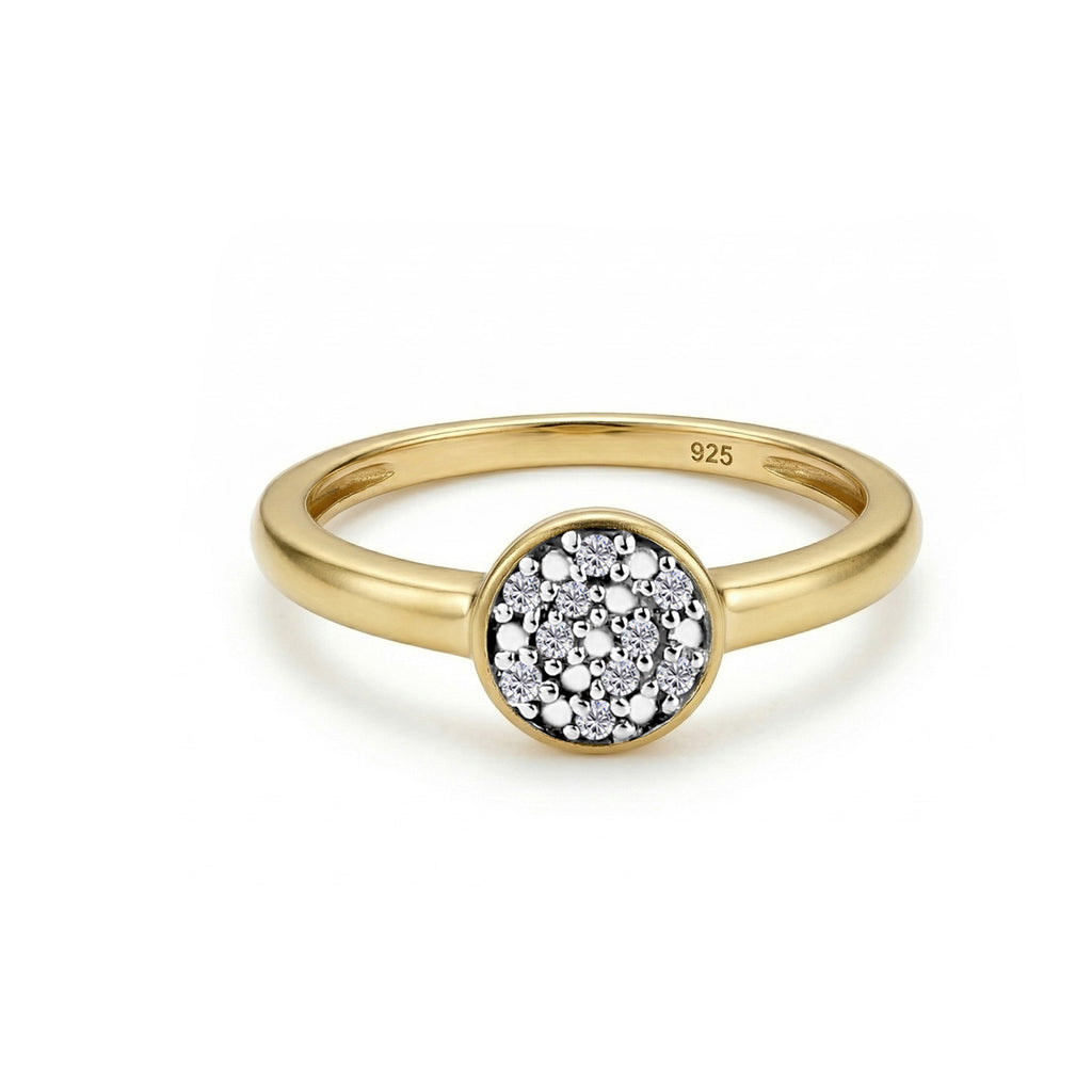 Weißer Diamant Ring 925 Silber 585 Vergoldet (Größe 19.00) ca. 0,06 ct