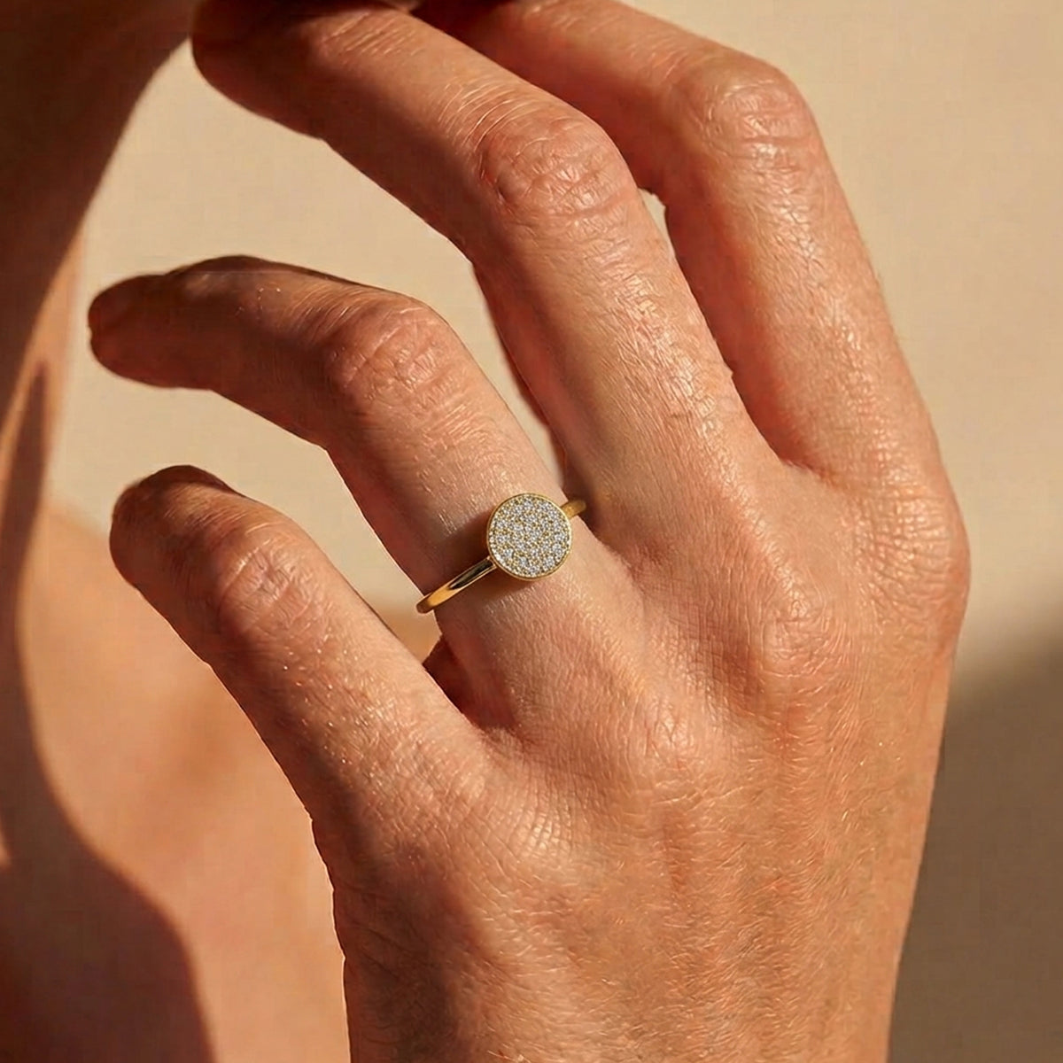 Weißer Diamant Ring 925 Silber 585 Vergoldet (Größe 19.00) ca. 0,06 ct
