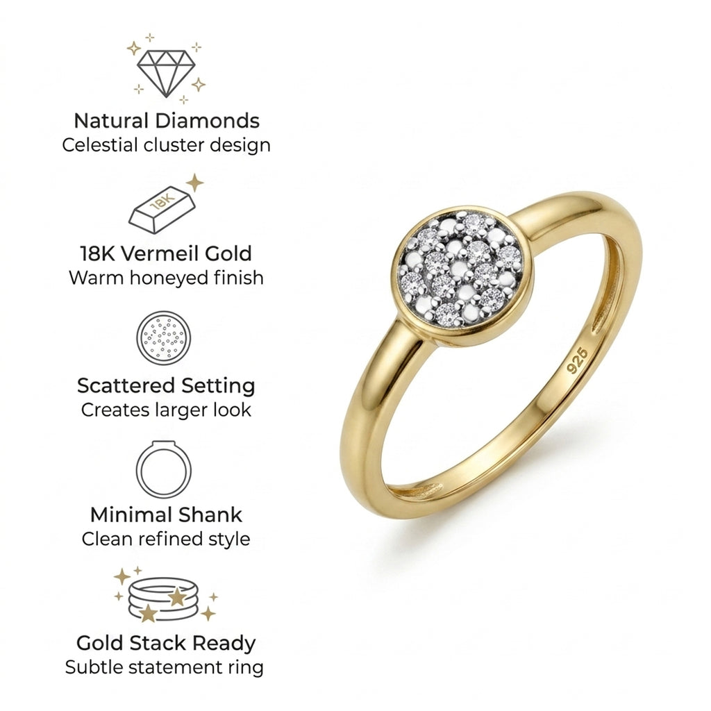Weißer Diamant Ring 925 Silber 585 Vergoldet (Größe 19.00) ca. 0,06 ct