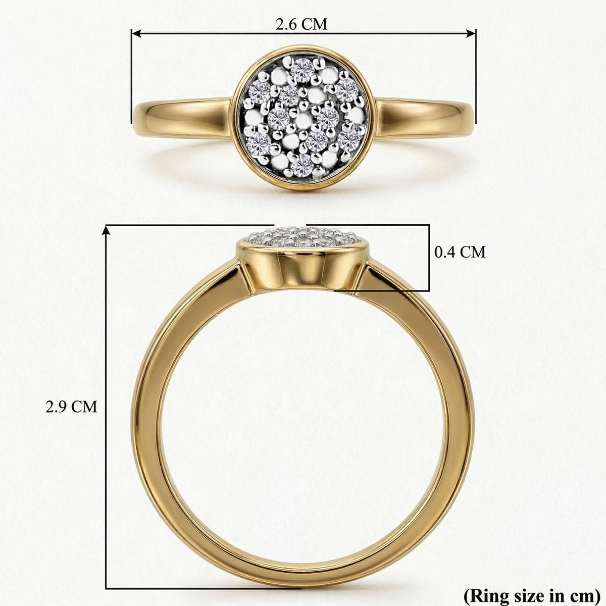 Weißer Diamant Ring 925 Silber 585 Vergoldet (Größe 19.00) ca. 0,06 ct