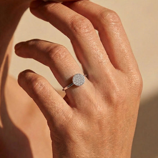 Weißer Diamant Ring 925 Silber Platiniert (Größe 19.00) ca. 0,06 ct