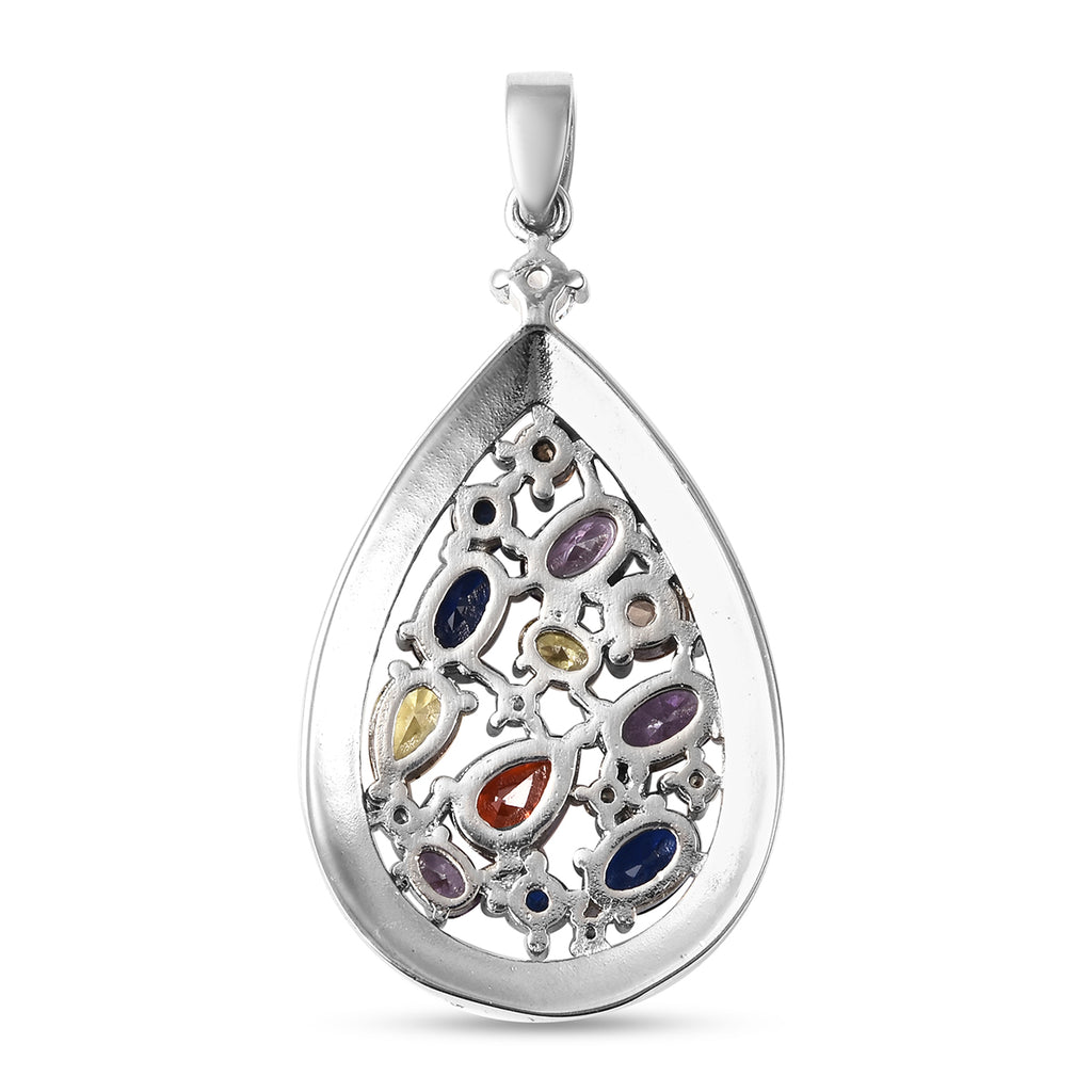 Mehrfarbiger Zirkonia und weißer Kristall-Anhänger, reiner Edelstahl ca. 14,00 ct