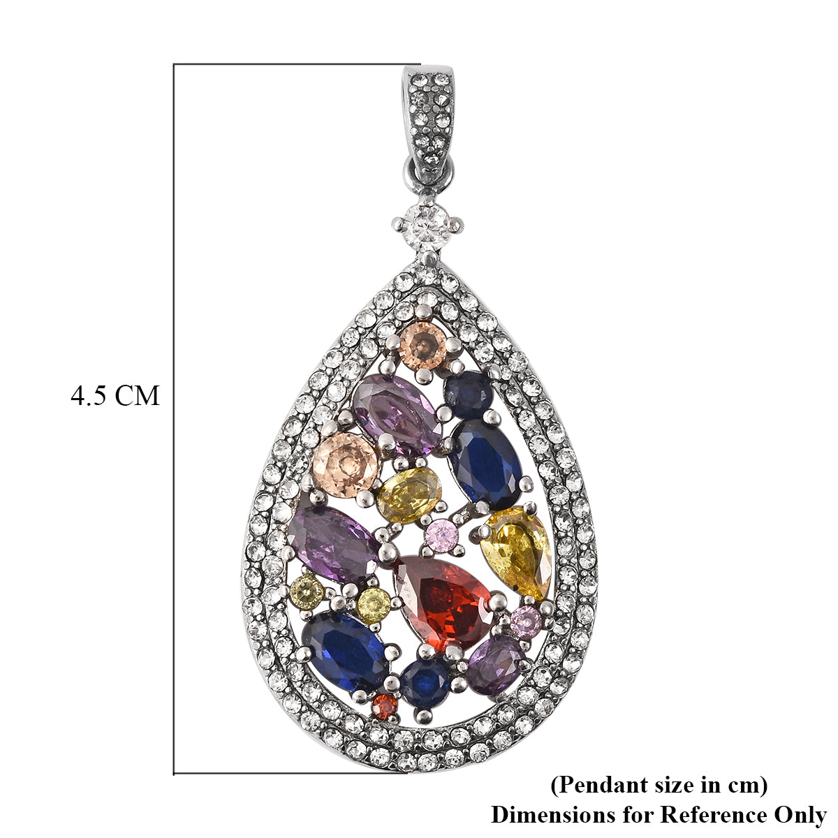 Mehrfarbiger Zirkonia und weißer Kristall-Anhänger, reiner Edelstahl ca. 14,00 ct