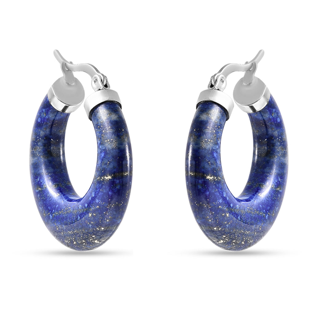 Lapislazuli Creolen in 316L Edelstahl  ca. 33.50 ct