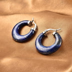 Lapislazuli Creolen in 316L Edelstahl  ca. 33.50 ct