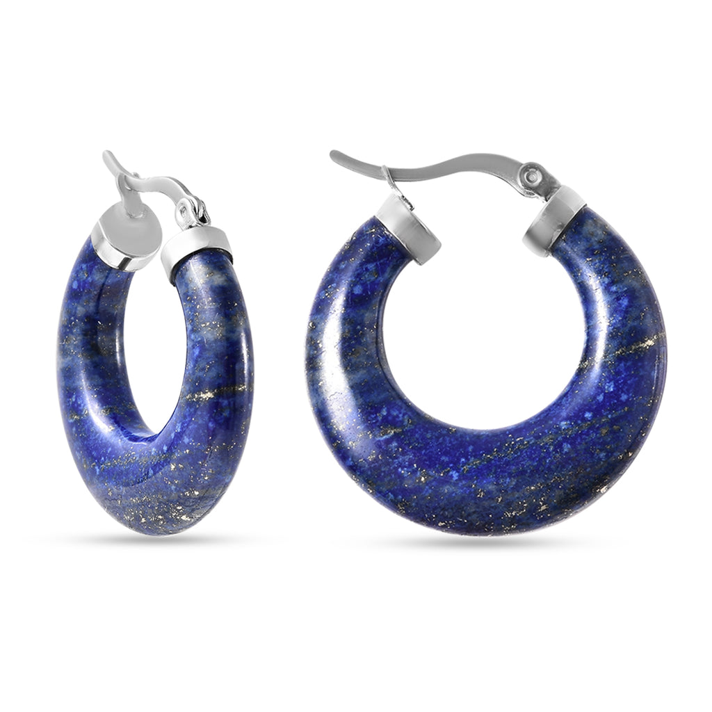 Lapislazuli Creolen in 316L Edelstahl  ca. 33.50 ct