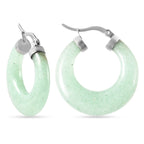 Grüner Aventurin Creolen in Edelstahl  ca. 26.50 ct