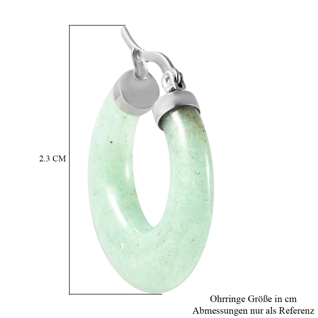 Grüner Aventurin Creolen in Edelstahl  ca. 26.50 ct