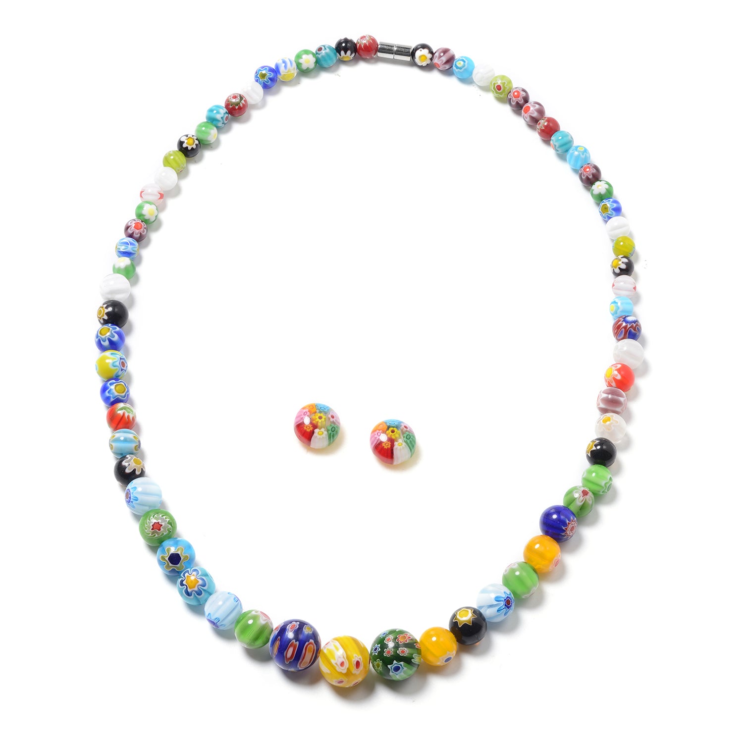 2er Set - Murano-Stil Glas Halskette und Ohrringe