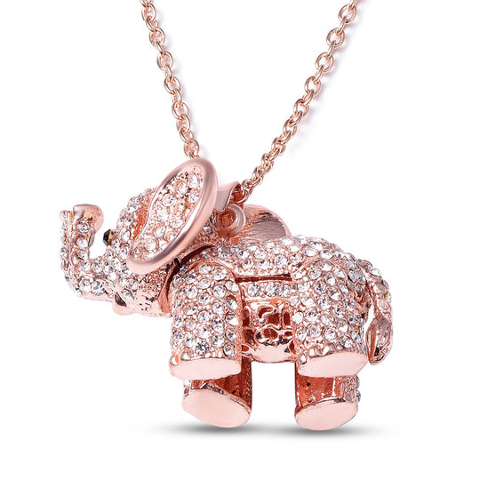 Kristall Elefant-Anhänger mit Kette, ca. 60 cm, Roséfarben