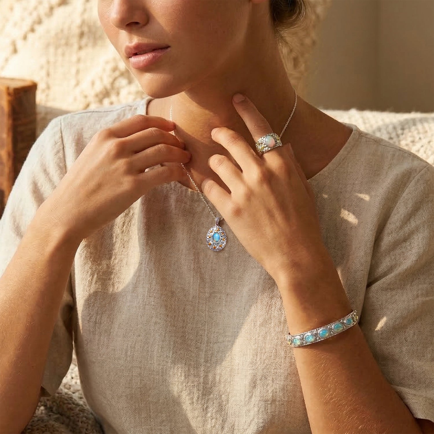 AA natürliches, äthiopisches Welo Opal Schmuckset