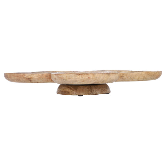 NAKKASHI - Handgeschnitztes drehbares Serviertablett aus Mangoholz, 40 cm Durchmesser, Antikes Finish