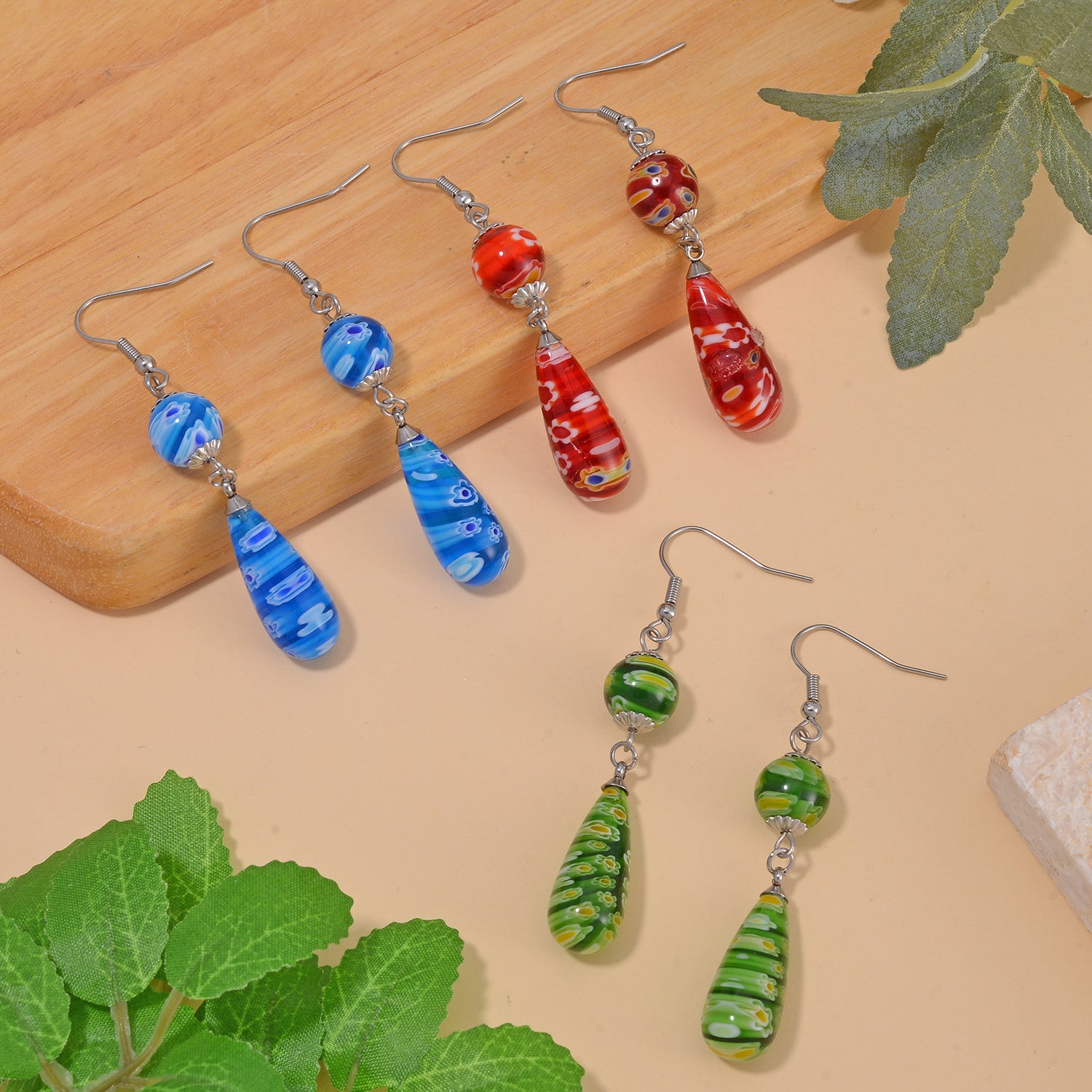 Murano-Stil Glas Schmuckset  Edelstahl