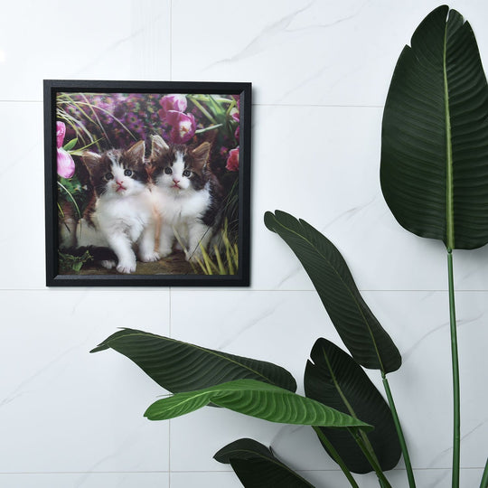 Realistisches 5D Katzen-Gemälde, Größe 43,5x43,5x1,2 cm, Mehrfarbig