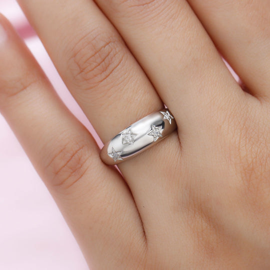 Weißer Diamant Ring 925 Silber Platiniert (Größe 20.25) ca. 0,05 ct