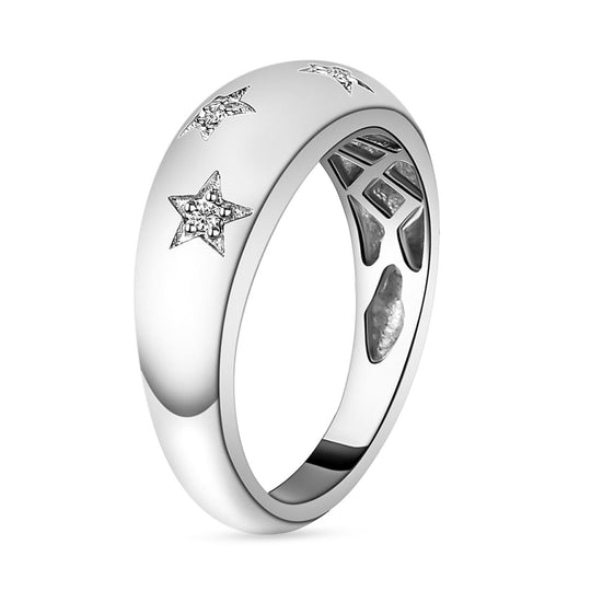 Weißer Diamant Ring 925 Silber Platiniert (Größe 20.25) ca. 0,05 ct