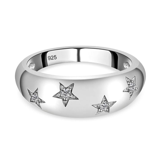 Weißer Diamant Ring 925 Silber Platiniert (Größe 20.25) ca. 0,05 ct