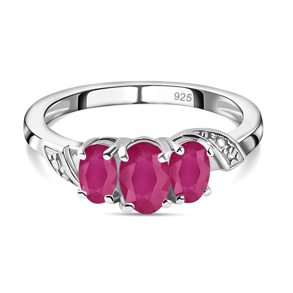 Afrikanischer Rubin (Fissure gefüllt) Ring 925 Silber Platiniert (Größe 19.00) ca. 1.30 ct