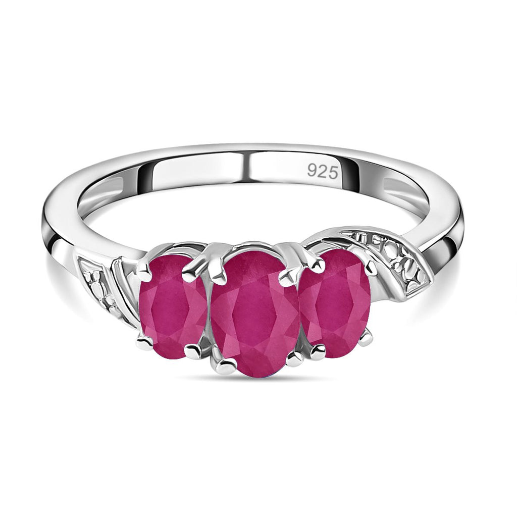 Afrikanischer Rubin (Fissure gefüllt) Ring 925 Silber Platiniert (Größe 19.00) ca. 1.30 ct