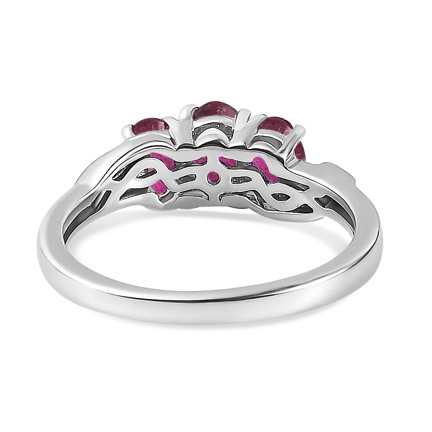 Afrikanischer Rubin (Fissure gefüllt) Ring 925 Silber Platiniert (Größe 19.00) ca. 1.30 ct