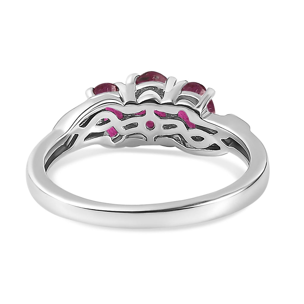 Afrikanischer Rubin (Fissure gefüllt) Ring 925 Silber Platiniert (Größe 19.00) ca. 1.30 ct
