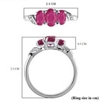 Afrikanischer Rubin (Fissure gefüllt) Ring 925 Silber Platiniert (Größe 19.00) ca. 1.30 ct