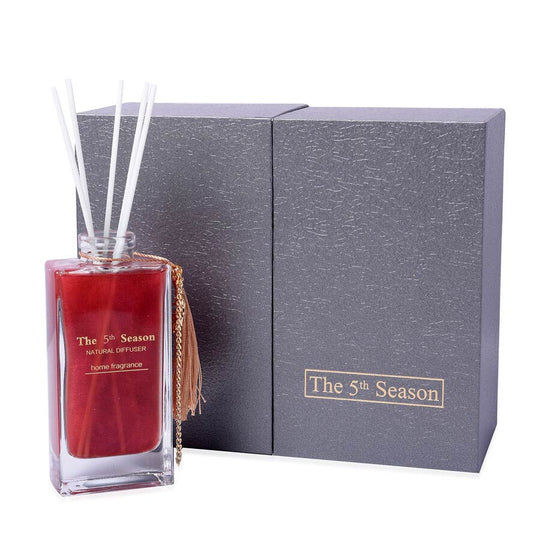 The 5th Season - 150ml Reed Diffuser Lufterfrischer in Geschenkbox mit Kunstblumen - Gold (Englische Birne und Freesie Duft)