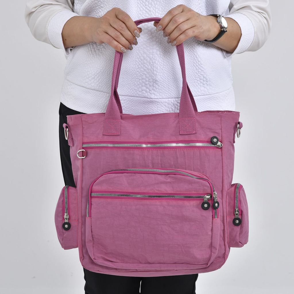 Wasserabweisende Crossbody Tasche mit Multifächer, 36x33x15 cm, himbeerfarbe