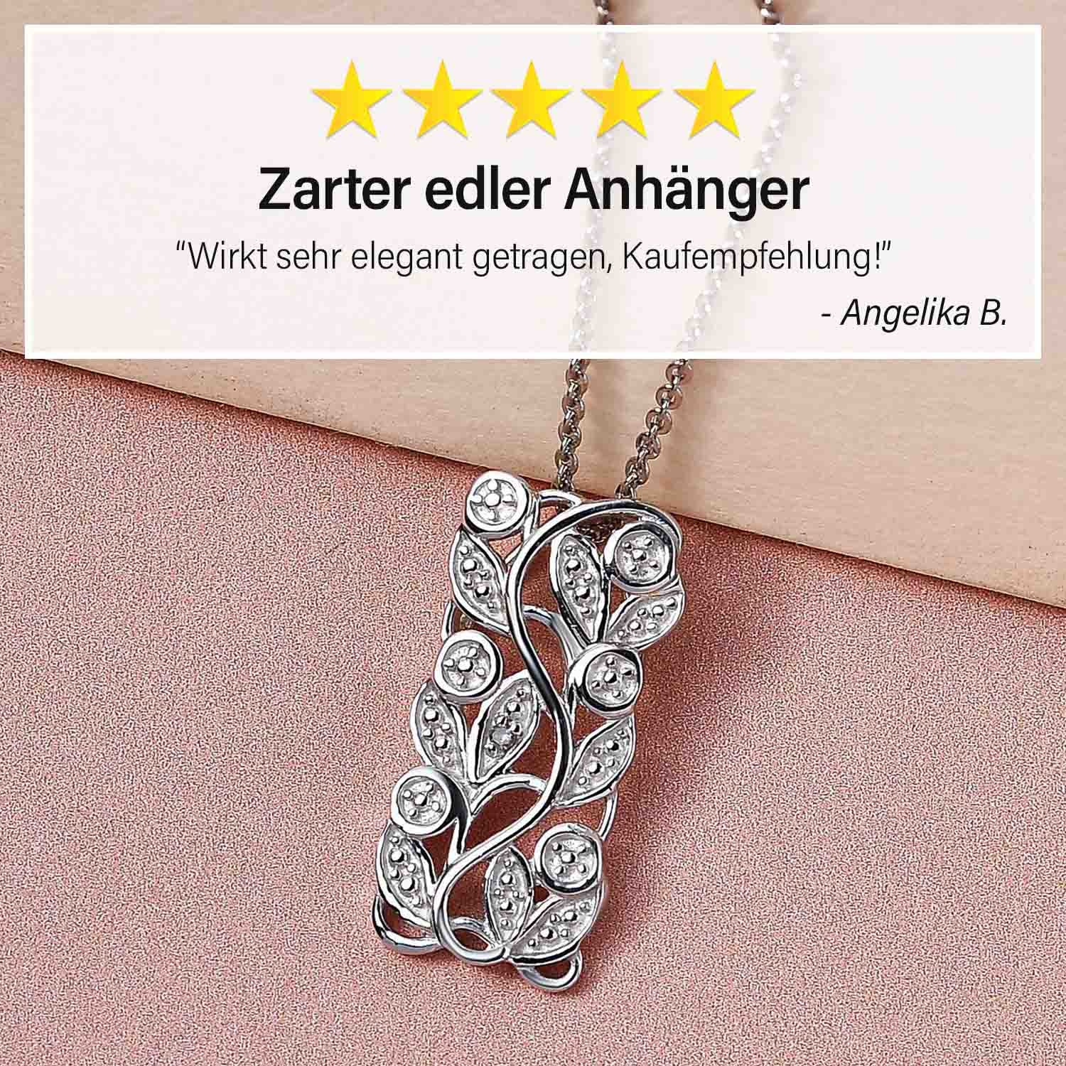 ALLORO Ring, Creolen und Anhänger mit Diamantakzenten, Silber platiniert