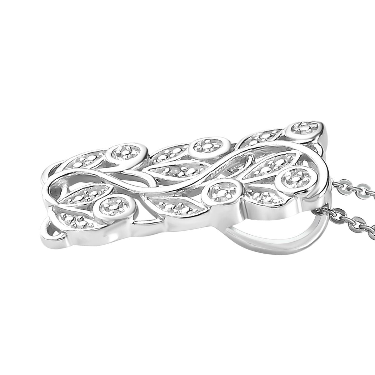ALLORO Ring, Creolen und Anhänger mit Diamantakzenten, Silber platiniert