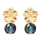 Tahiti Perle (10-11 mm), Weißer Zirkon Ohrringe 925 Silber Vergoldet