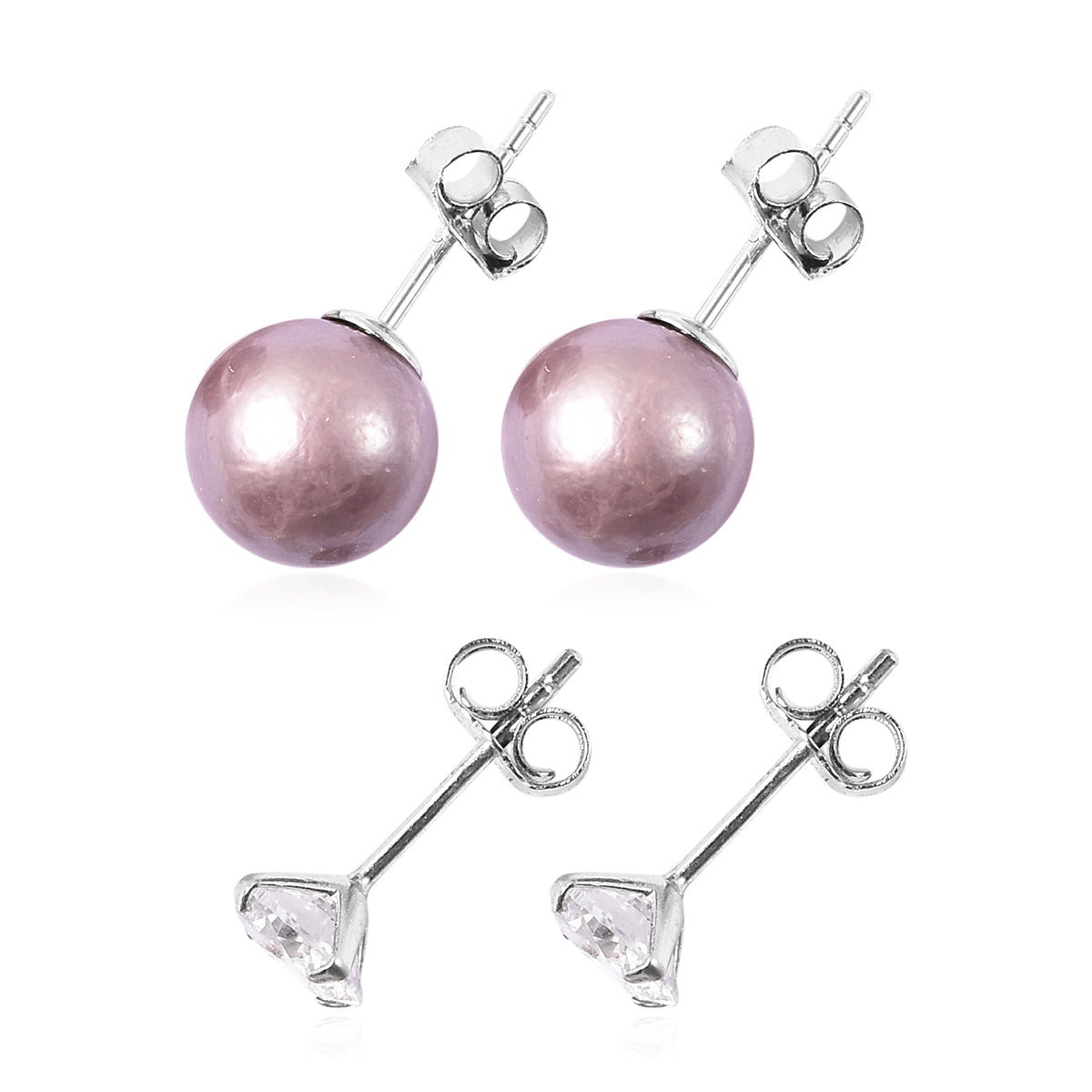 Weißer Zirkonia, Süßwasser Perle Schmuckset   ca. 1,50 ct.