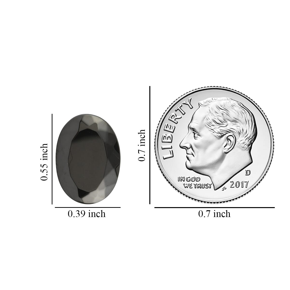 AAAA Shungit, facettiert, Oval 14x10 mm, 7,90 ct