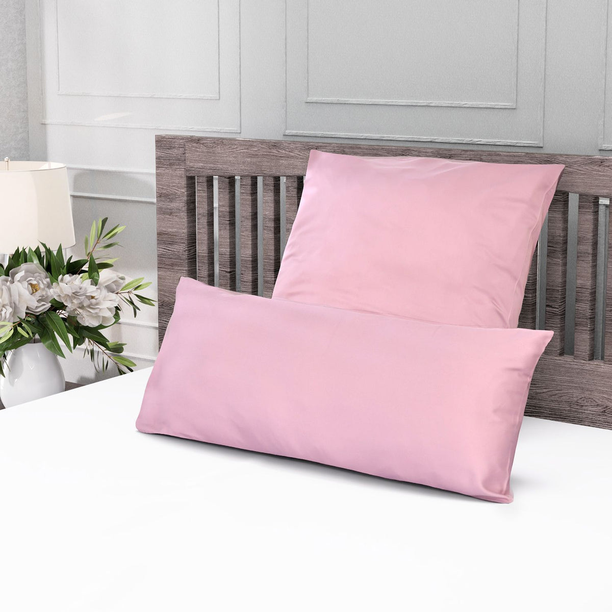 Serenity Night - 100% Bambus-Steppdecke mit Bambusfüllung und 2er-Set Bambus-Kissenbezüge Rosa