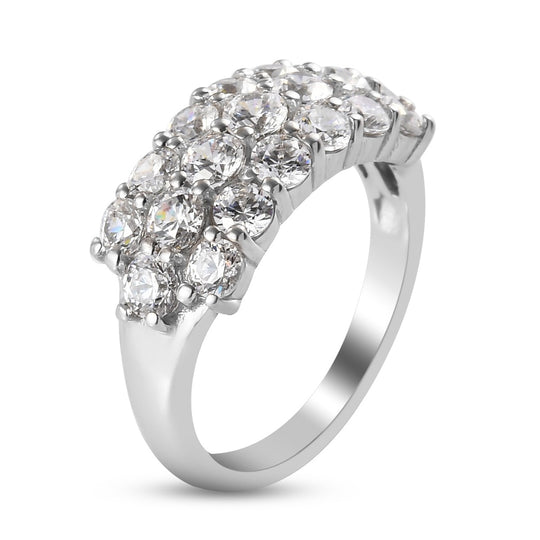LUSTRO STELLA Hergestellt mit Feinster ZIRKONIA Cluster-Ring 925 Silber platiniert
