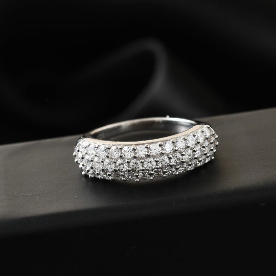 LUSTRO STELLA Hergestellt mit Feinster ZIRKONIA Half Eternity Band Ring 925 Silber platiniert