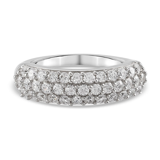 LUSTRO STELLA Hergestellt mit Feinster ZIRKONIA Half Eternity Band Ring 925 Silber platiniert