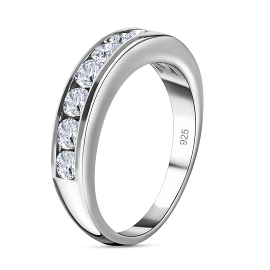 LUSTRO STELLA Hergestellt mit Feinster ZIRKONIA Half Eternity Ring 925 Silber platiniert