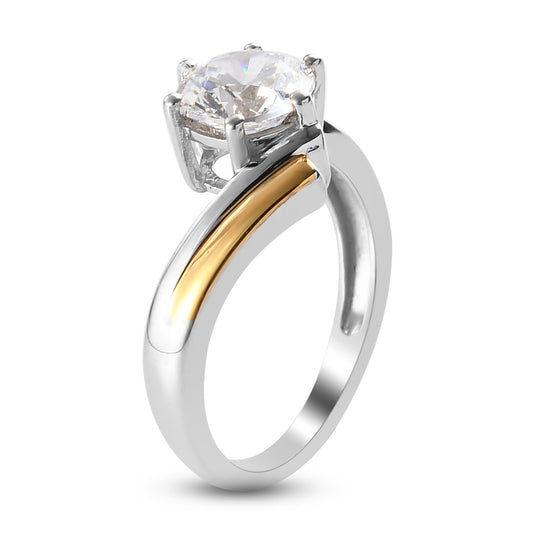 LUSTRO STELLA Hergestellt mit Feinster ZIRKONIA Solitär-Ring 925 Silber zweifarbige Überzug