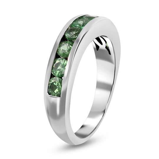 Tsavorite Granat Half Eternity Band Ring 925 Silber platiniert ca. 1,07 ct