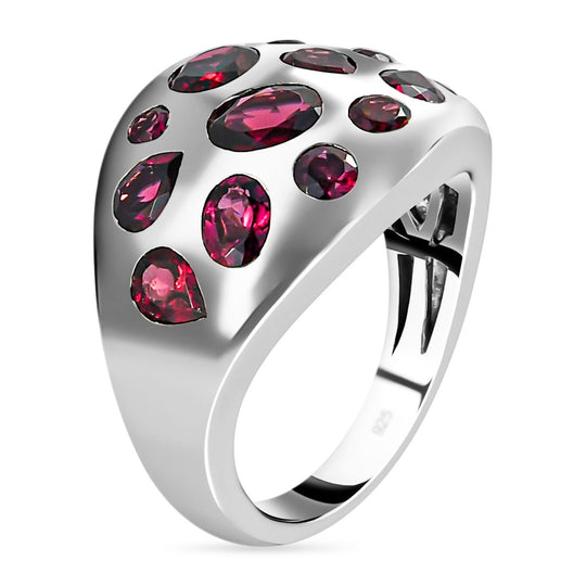 Rhodolit Granat Ring 925 Silber platiniert 2,18 Ct