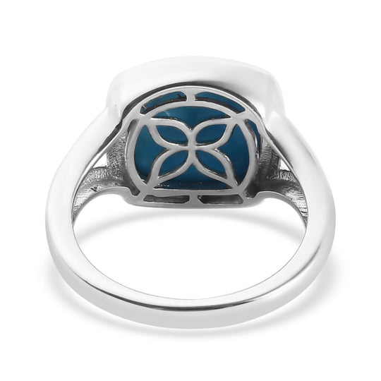 Natürlicher Sleeping Beauty Türkis Solitär Ring 925 Silber platiniert 4.32 ct