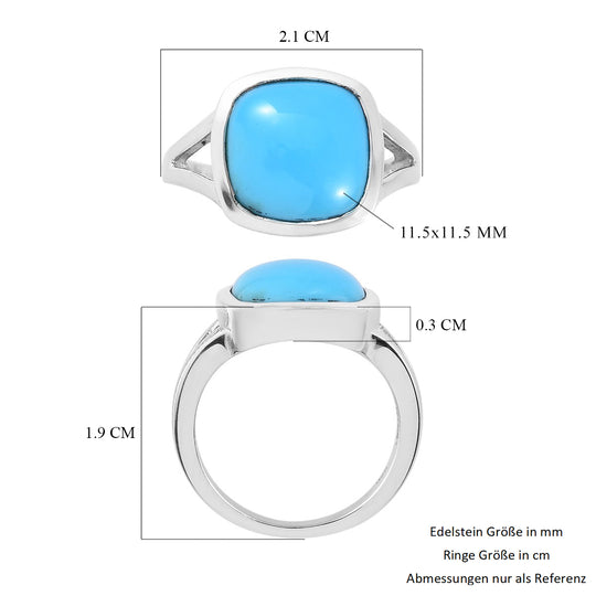 Natürlicher Sleeping Beauty Türkis Solitär Ring 925 Silber platiniert 4.32 ct