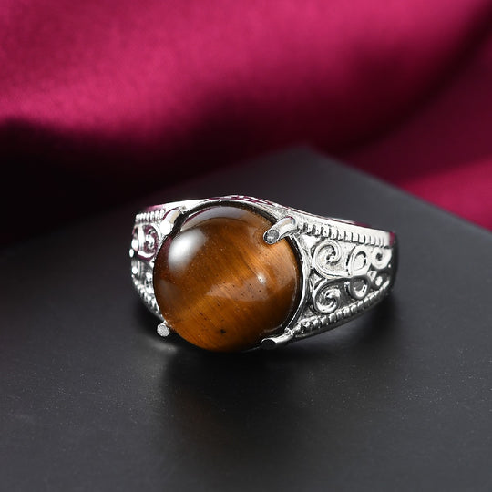 Tigerauge Ring Edelstahl ca. 5,77 ct