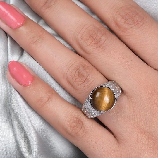 Tigerauge Ring Edelstahl ca. 5,77 ct