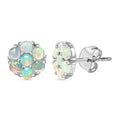 Natürlicher, äthiopischer Opal Cluster Ohrstecker, 925 Silber platiniert, ca. 0,88 ct