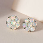 Natürlicher Äthiopischer Opal Cluster Ohrstecker 925 Silber platiniert ca. 0,88 ct