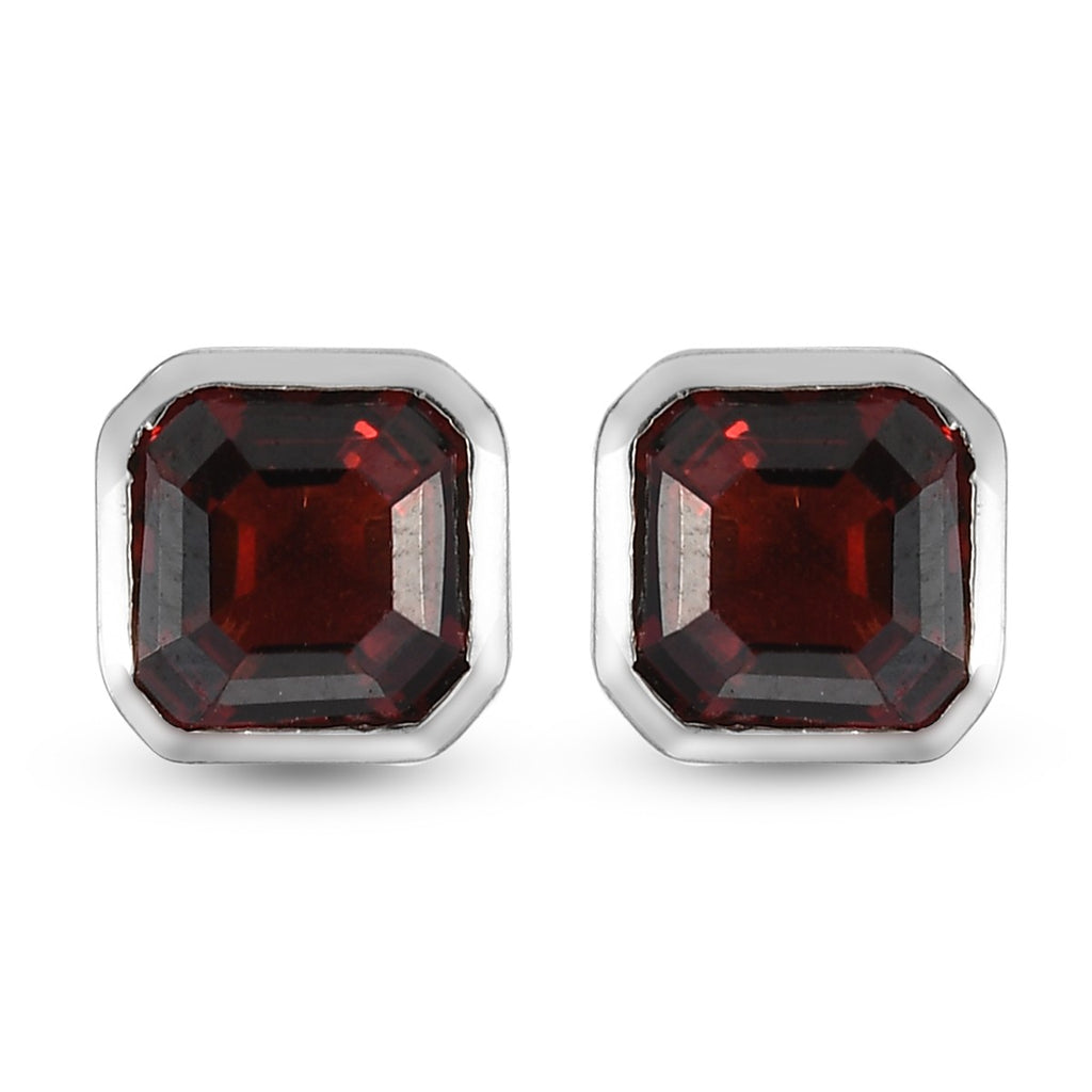 Mosambik Granat Ohrstecker 925 Silber platiniert ca. 2,53 ct