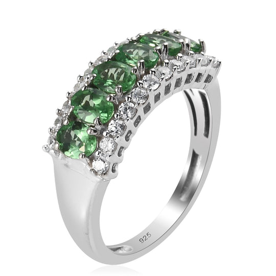 Tsavorite Granat Ring 925 Silber platiniert ca. 1,40 ct